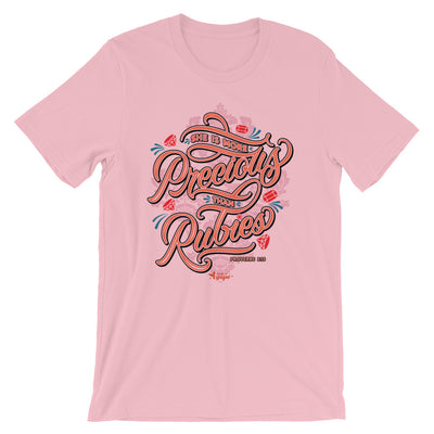 She's More Precious Than Rubies - Cozy Fit Short Sleeve Tee-Pink-S-Made In Agapé