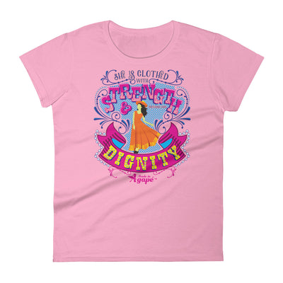 She's Clothed With Strength And Dignity - Ladies' Fit Tee-CharityPink-S-Made In Agapé
