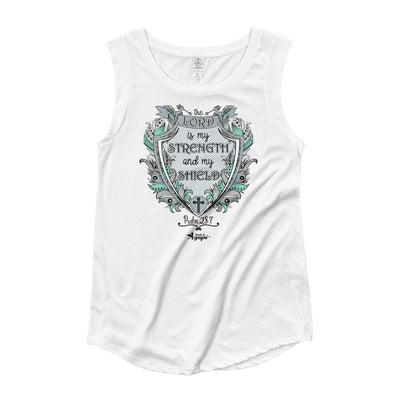 Lord Is My Strength And Shield - Ladies' Cap Sleeve-White-S-Made In Agapé