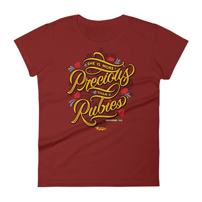 She's More Precious Than Rubies - Ladies' Fit Tee-Independence Red-S-Made In Agapé