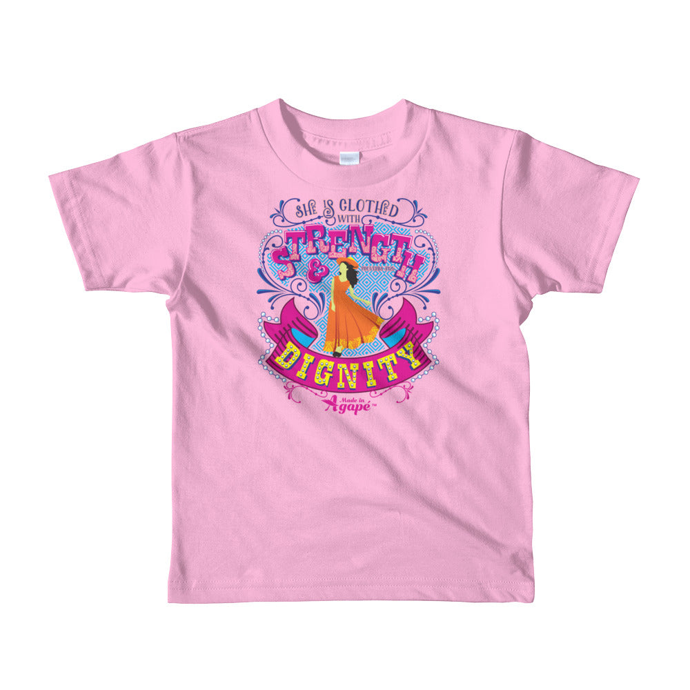 Clothed With Strength And Dignity - Kids T-Shirt-Pink-2yrs-Made In Agapé