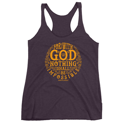 Nothing Impossible With God - Ladies' Triblend Racerback Tank-Vintage Purple-XS-Made In Agapé