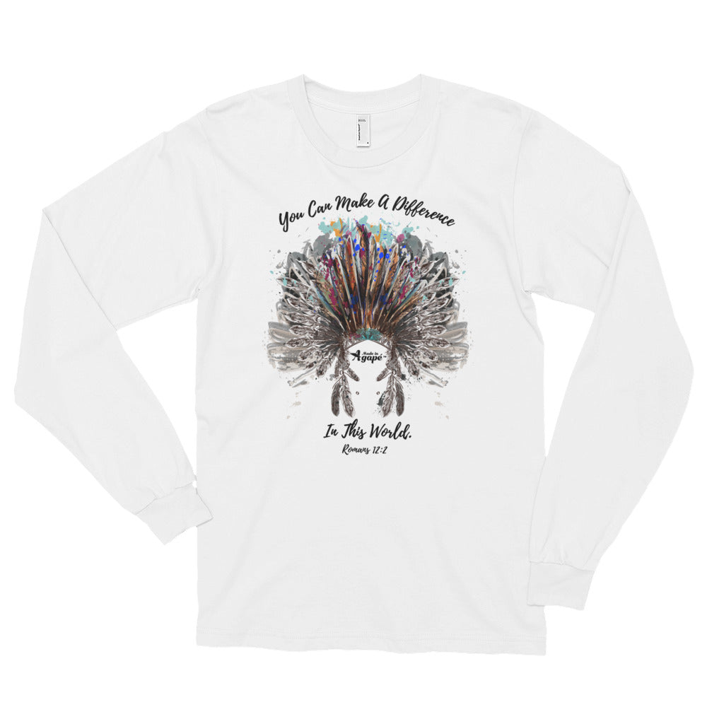 Make A Difference In The World - Unisex Long Sleeve Shirt-White-S-Made In Agapé