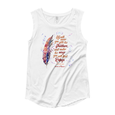 Agapé Feathers And Wings - Ladies' Cap Sleeve-White-S-Made In Agapé