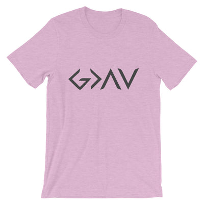 God Greater Than Highs Lows - Cozy Fit Short Sleeve Tee-Heather Prism Lilac-XS-Made In Agapé