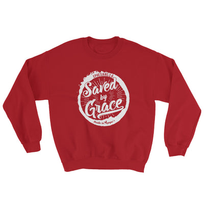 Saved By Grace - Men's Sweatshirt-Red-S-Made In Agapé