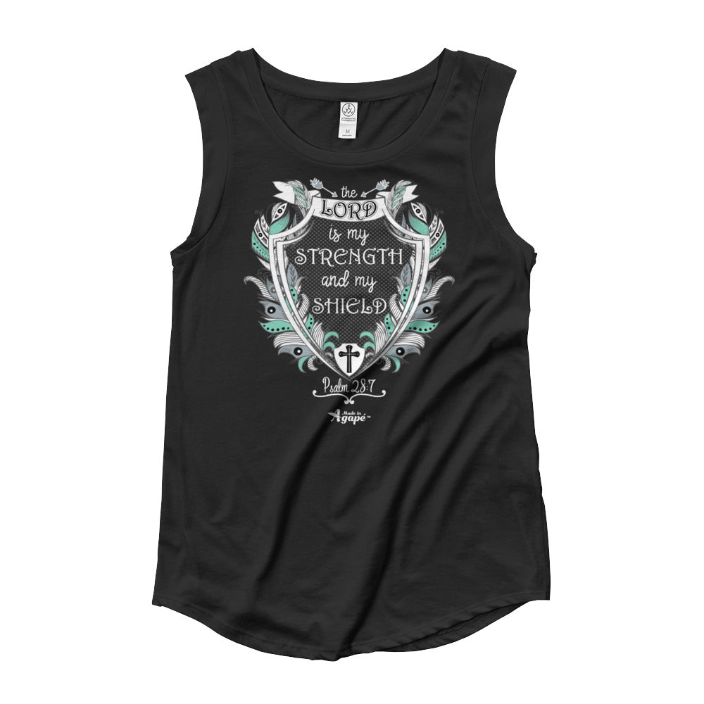 Lord Is My Strength And Shield - Ladies' Cap Sleeve-Black-S-Made In Agapé