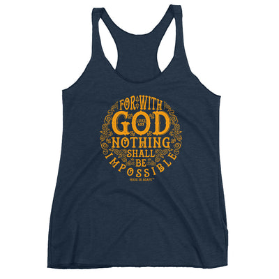Nothing Impossible With God - Ladies' Triblend Racerback Tank-Vintage Navy-XS-Made In Agapé