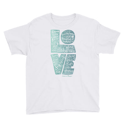 LOVE is Patient - Youth Short Sleeve Tee-White-XS-Made In Agapé