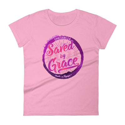 Saved By Grace - Ladies' Fit Tee-CharityPink-S-Made In Agapé