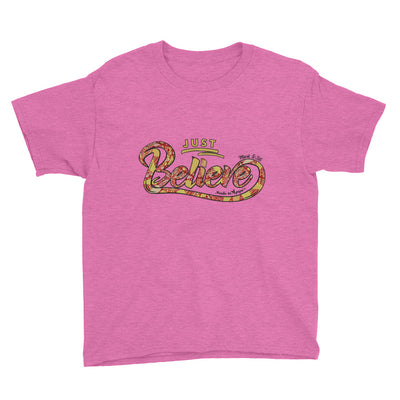 Just Believe - Youth Short Sleeve Tee-Heather Hot Pink-XS-Made In Agapé