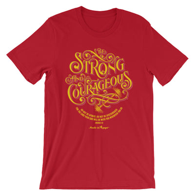 Be Strong And Courageous - Cozy Fit Short Sleeve Tee-Red-S-Made In Agapé