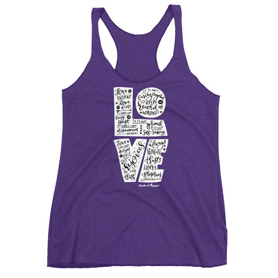 LOVE Is Patient - Ladies' Triblend Racerback Tank-Purple Rush-XS-Made In Agapé