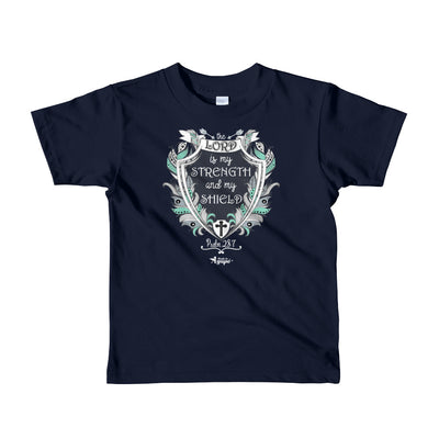 Lord Is My Strength And Shield - Kids T-Shirt-Navy-2yrs-Made In Agapé