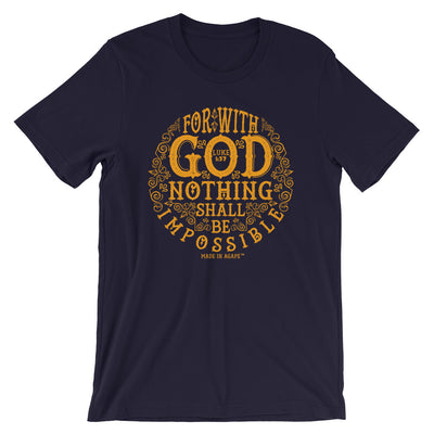 Nothing Impossible With God - Cozy Fit Short Sleeve Tee-Navy-XS-Made In Agapé