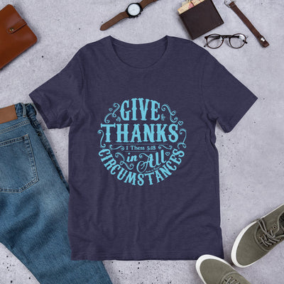 Give Thanks In All Circumstances - Unisex Crew-Heather Midnight Navy-XS-Made In Agapé