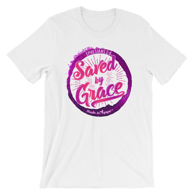Saved By Grace - Cozy Fit Short Sleeve Tee-White-S-Made In Agapé