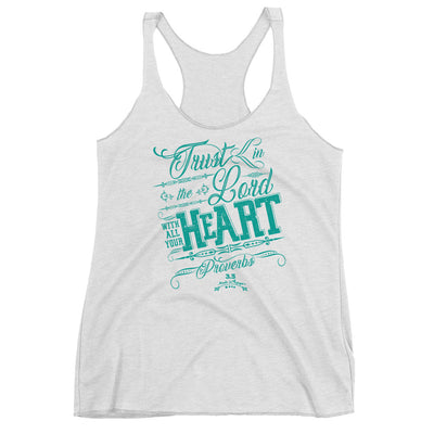 Trust In the Lord - Ladies' Triblend Racerback Tank-Heather White-XS-Made In Agapé