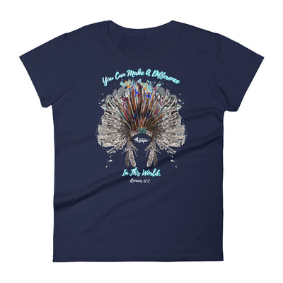 Make A Difference In This World - Ladies' Fit Tee-Navy-S-Made In Agapé