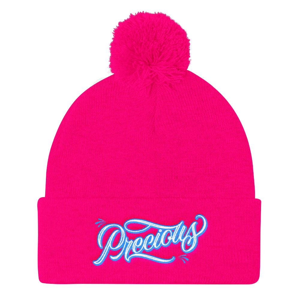 Precious - Pom Pom Knit Beanie-Neon Pink-Made In Agapé