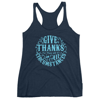 Give Thanks In All Circumstances - Ladies' Triblend Racerback Tank-Vintage Navy-XS-Made In Agapé