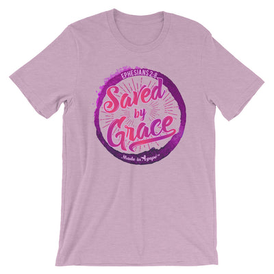 Saved By Grace - Cozy Fit Short Sleeve Tee-Heather Prism Lilac-S-Made In Agapé