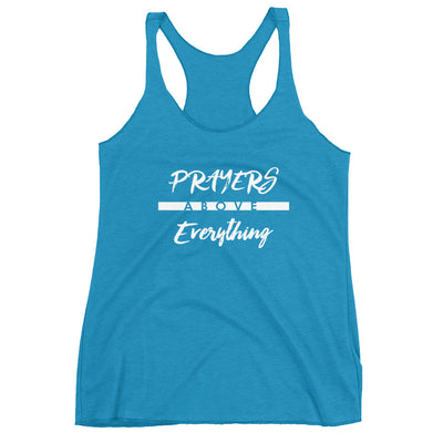 Prayers Above Everything - Ladies' Triblend Racerback Tank-Vintage Turquoise-XS-Made In Agapé