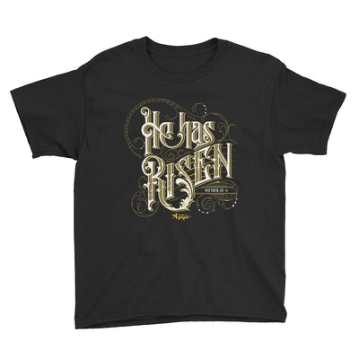 He Has Risen - Youth Short Sleeve Tee-Black-XS-Made In Agapé