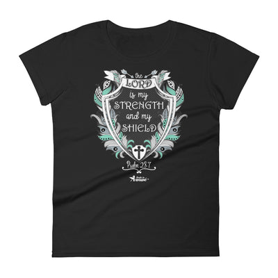 Lord Is My Strength And Shield - Ladies' Fit Tee-Black-S-Made In Agapé