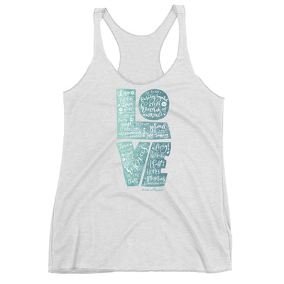 LOVE Is Patient - Ladies' Triblend Racerback Tank-Heather White-XS-Made In Agapé