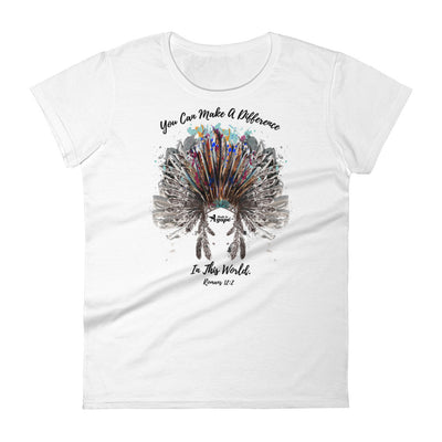 Make A Difference In This World - Ladies' Fit Tee-White-S-Made In Agapé