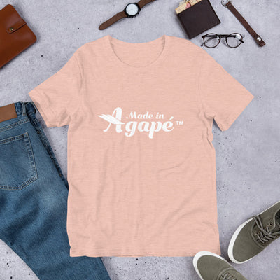 Made In Agapé™ - Cozy Fit Short Sleeve Tee-Heather Prism Peach-XS-Made In Agapé