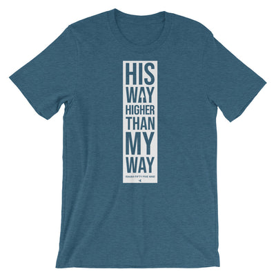 His Way Higher Than Mine - Cozy Fit Short Sleeve Tee-Heather Deep Teal-S-Made In Agapé