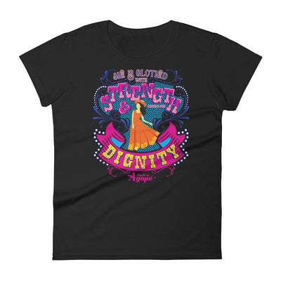 She's Clothed With Strength And Dignity - Ladies' Fit Tee-Black-S-Made In Agapé