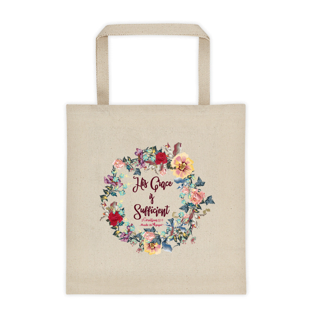 His Grace Is Sufficient - Tote Bag-Made In Agapé
