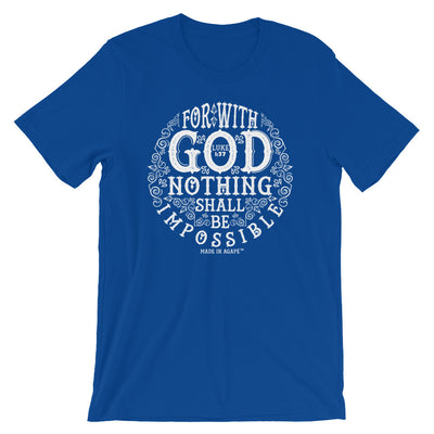 Nothing Impossible With God - Cozy Fit Short Sleeve Tee-True Royal-S-Made In Agapé