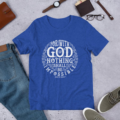 Nothing Impossible With God - Unisex Crew-Heather True Royal-S-Made In Agapé