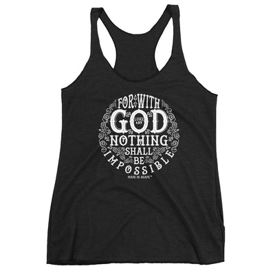 Nothing Impossible With God - Ladies' Triblend Racerback Tank-Vintage Black-XS-Made In Agapé