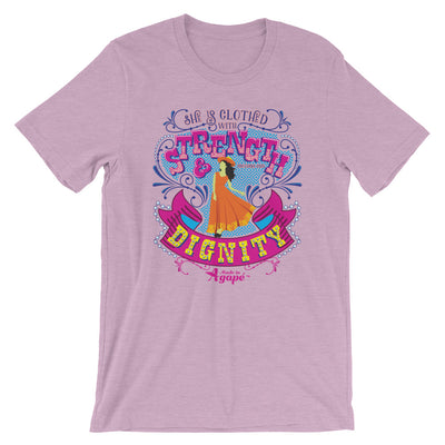 She's Clothed With Strength And Dignity - Cozy Fit Short Sleeve Tee-Heather Prism Lilac-S-Made In Agapé