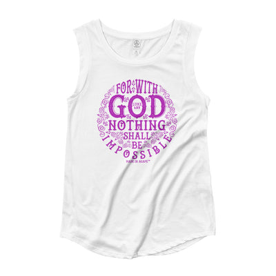 Nothing Impossible With God - Ladies' Cap Sleeve-White-S-Made In Agapé