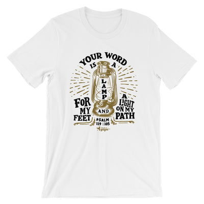 Lamp For Feet And Light On Path - Cozy Fit Short Sleeve Tee-White-XS-Made In Agapé