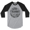 Give Thanks In All Circumstances - Unisex 3/4 Sleeve Raglan Baseball Tee-Heather Grey/Black-XS-Made In Agapé