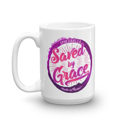Saved By Grace - Coffee Mug-15oz-Left Handle-Made In Agapé