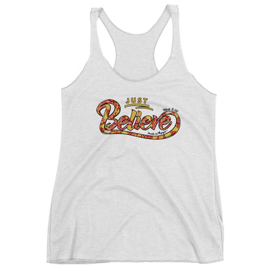 Just Believe - Ladies' Triblend Racerback Tank-Heather White-XS-Made In Agapé