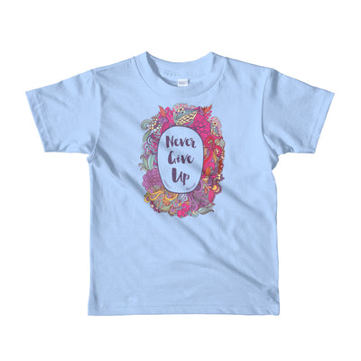 Never Give Up - Kids T-Shirt-Baby Blue-2yrs-Made In Agapé