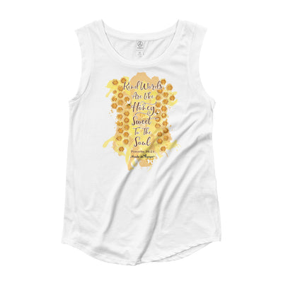 Kind Words Are Like Honey - Ladies' Cap Sleeve-White-S-Made In Agapé