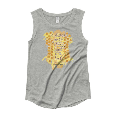 Kind Words Are Like Honey - Ladies' Cap Sleeve-Heather Grey-S-Made In Agapé