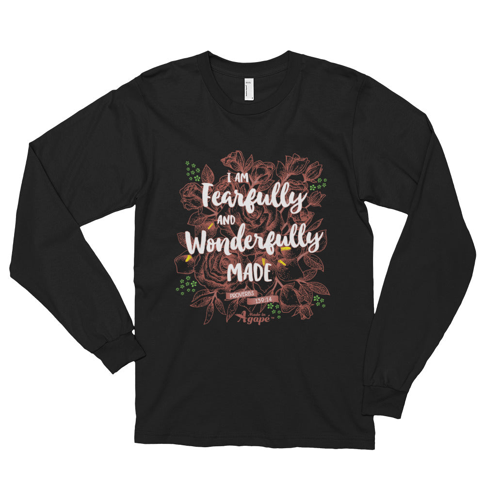 Fearfully And Wonderfully Made - Unisex Long Sleeve Shirt-Black-S-Made In Agapé