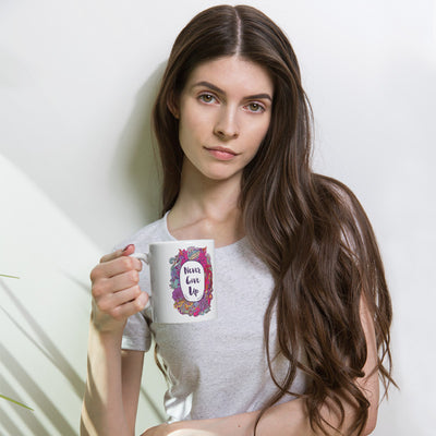 Never Give Up - Coffee Mug-Woman holding mug-Made In Agapé